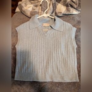 Light Blue Sleeveless Knit Sweater Vest